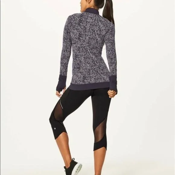 Lululemon Restless Quarter Zip Pullover Long Sleeve Seamless Sweater Grey - Picture 3 of 6